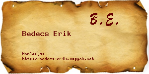 Bedecs Erik névjegykártya